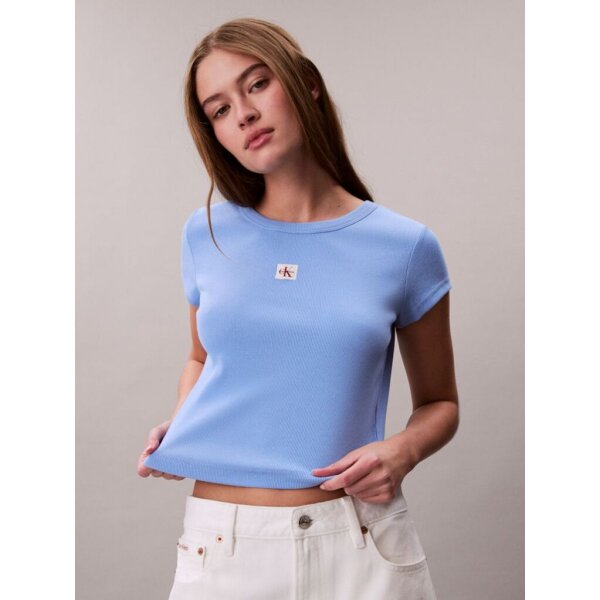 ΓΥΝΑΙΚΕΙΑ ΜΠΛΟΥΖΑ  A- WOVEN LABEL 2X2 RIB BABY TE ΜΠΛΕ CALVIN KLEIN LV047C200G-C32 - Image 6