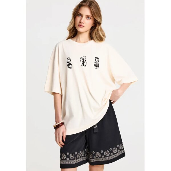 Γυναικεία Μπλούζα Κοντό Μανίκι Και Τύπωμα Funky Buddha FBL013-126-04-CHALK - Image 2