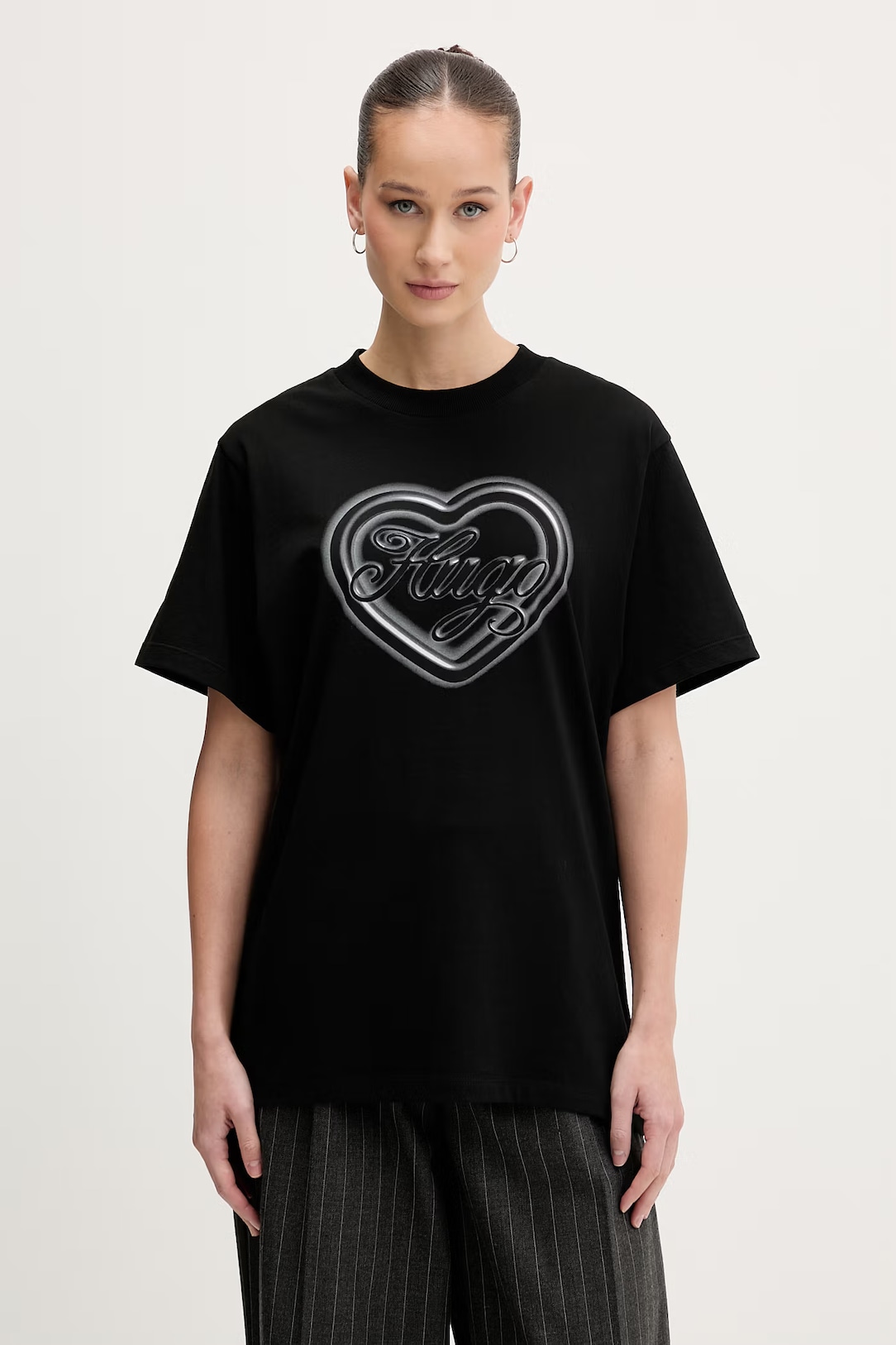 SS26-TSD1HI-99X_F1 (1) ΓΥΝΑΙΚΕΙΑ ΜΠΛΟΥΖΑ ΜΑΥΡΟ HUGO BLUE 50560770-001 - Image 1