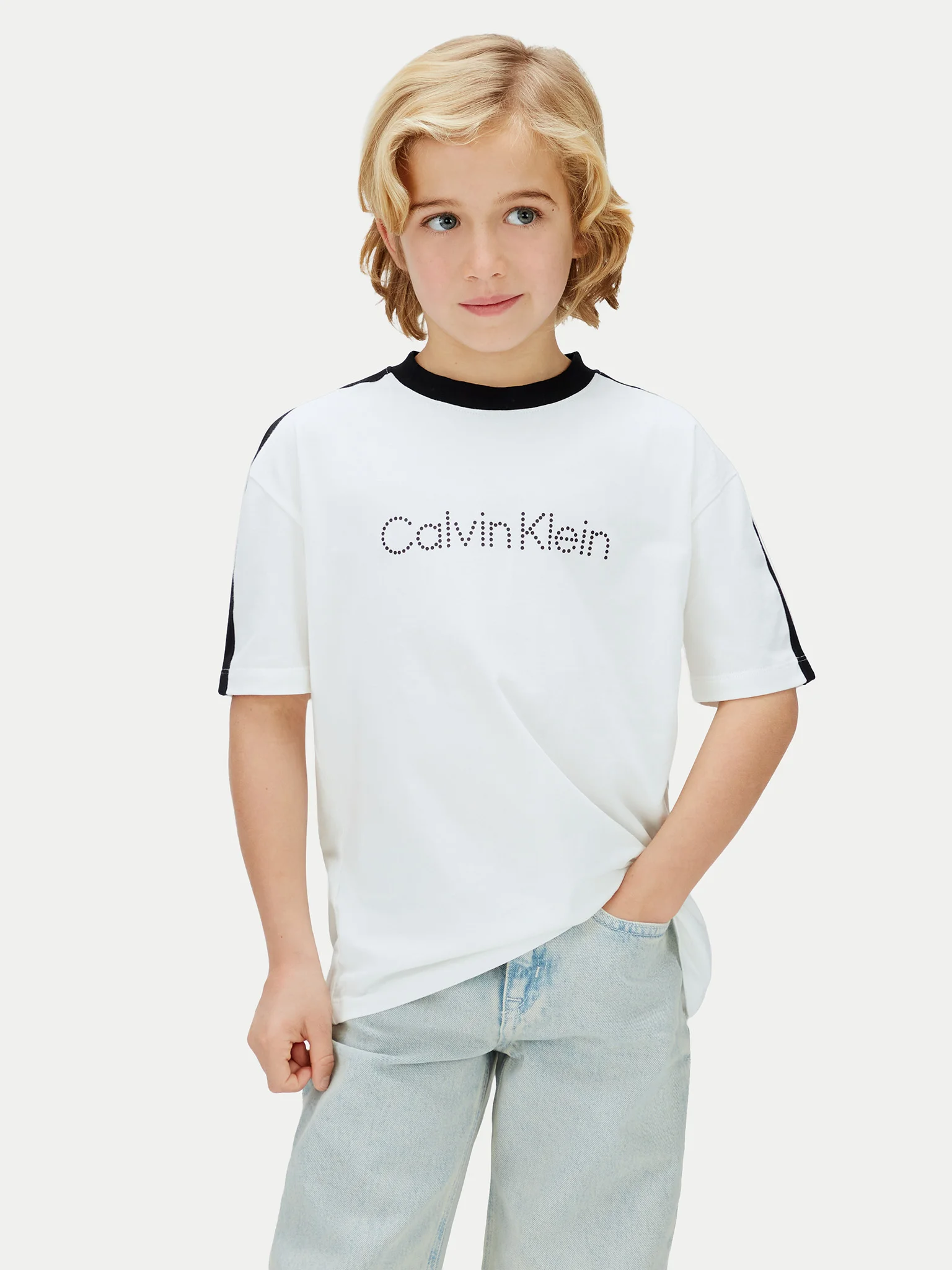 calvin-klein-jeans-t-shirt-lvcksja01b-leuko-regular-fit-0000305756695 ΠΑΙΔΙΚΗ ΜΠΛΟΥΖΑ TAPING SS ΑΓΟΡΙ CALVIN KLEIN LVCKSJA01B-YAF - Image 1