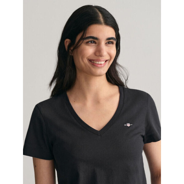 Γυναικεία μπλούζα μαύρη V-Neck GANT 4200750-005 - Image 5