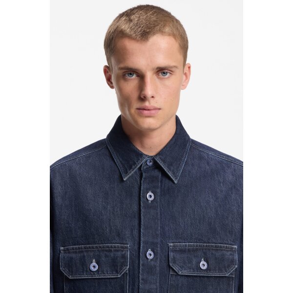Ανδρικό Oversized-fit shirt in blue denim HUGO BLUE 50556349-403 - Image 4