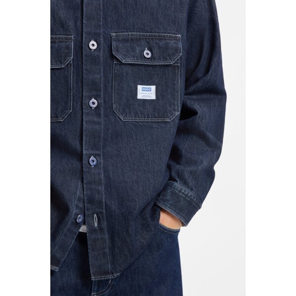 Ανδρικό Oversized-fit shirt in blue denim HUGO BLUE 50556349-403 - Image 5