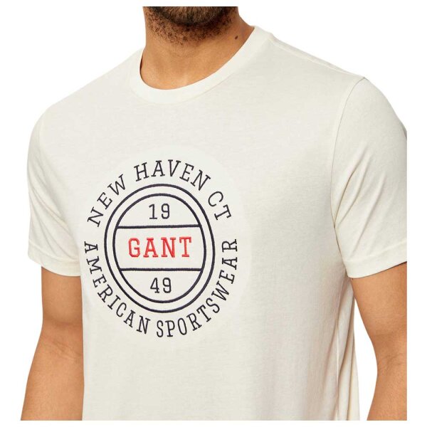 Ανδρική Μπλούζα Εκρού GANT REG GRAPHIC SS 2003403-130 - Image 3