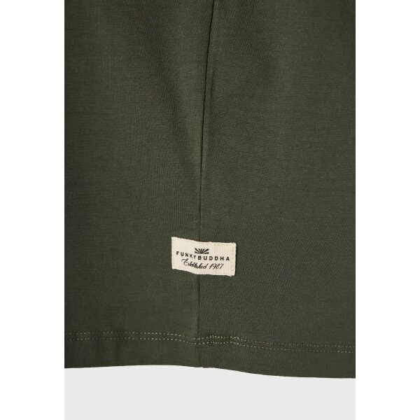 Ανδρική Μπλούζα Κοντό Μανίκι Basic FUNKY BUDDHA FBM013-001-04 ΠΡΑΣΙΝΟ - Image 3