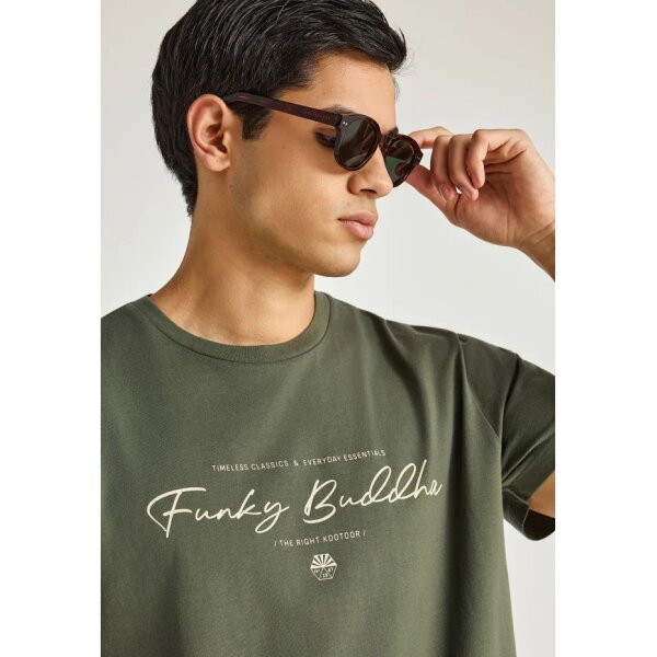 Ανδρική Μπλούζα Κοντό Μανίκι Και Τύπωμα FUNKY BUDDHA FBM013-022-04 ΠΡΑΣΙΝΟ - Image 4