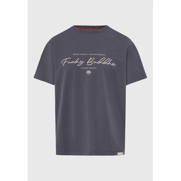 Ανδρική Μπλούζα Κοντό Μανίκι Και Τύπωμα FUNKY BUDDHA FBM013-022-04 ΓΚΡΙ - Image 5