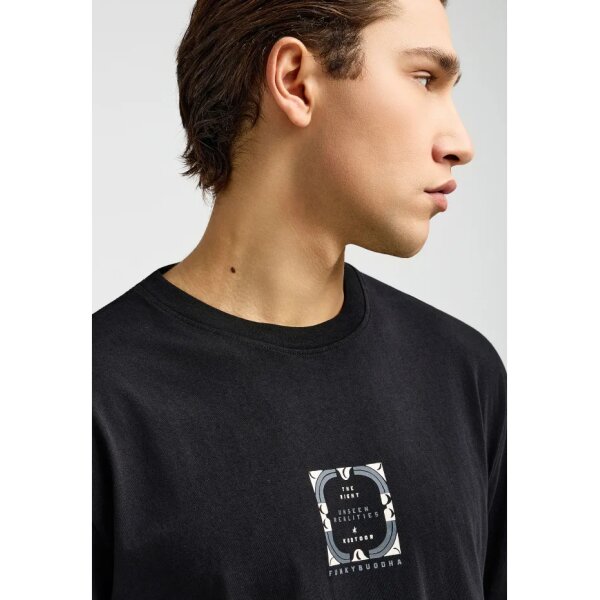Ανδρική Μπλούζα Κοντό Μανίκι Και Τύπωμα FUNKY BUDDHA FBM013-050-04 ΜΑΥΡΟ - Image 3