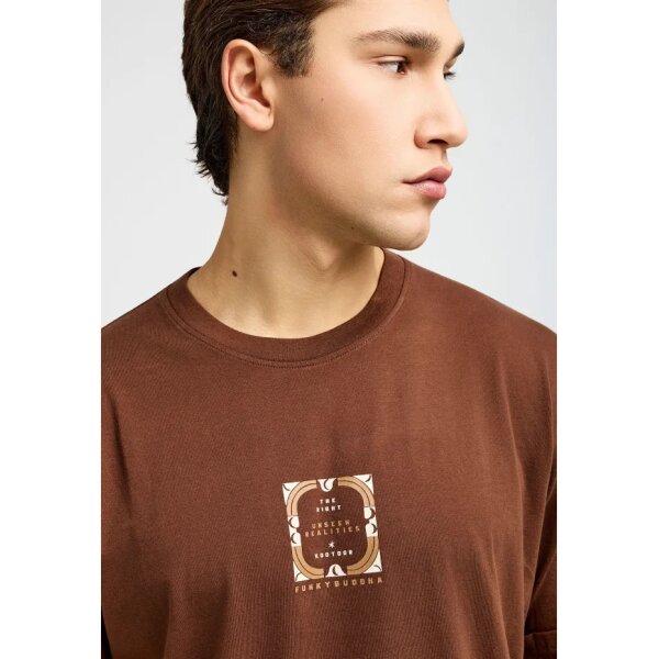 Ανδρική Μπλούζα Κοντό Μανίκι Και Τύπωμα FUNKY BUDDHA FBM013-050-04 BRUNETTE - Image 4