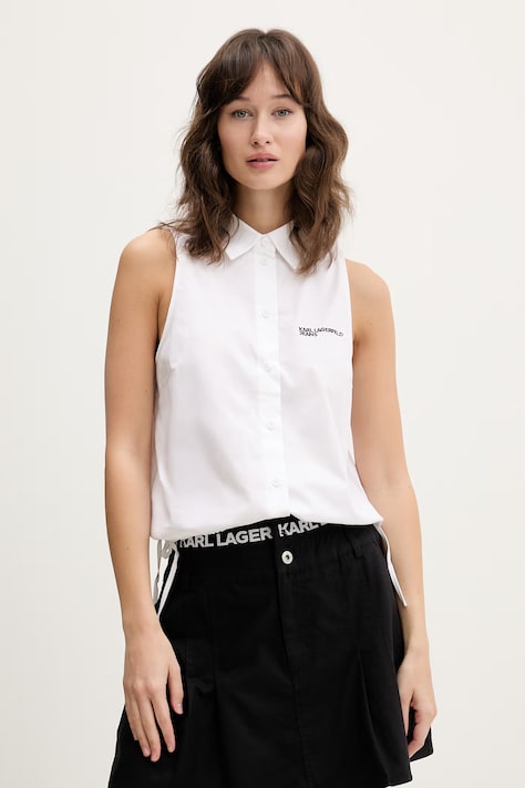 SS26-KDD0J4-00X_F1 (2) ΓΥΝΑΙΚΕΙΟ ΠΟΥΚΑΜΙΣΟ KARL LAGERFELD B2W11020-100 ΛΕΥΚΟ - Image 1