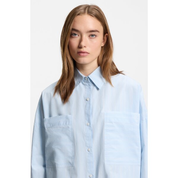 Γυναικείο Πουκάμισο Striped relaxed-fit blouse in cotton poplin HUGO BLUE 50553358-987 - Image 4