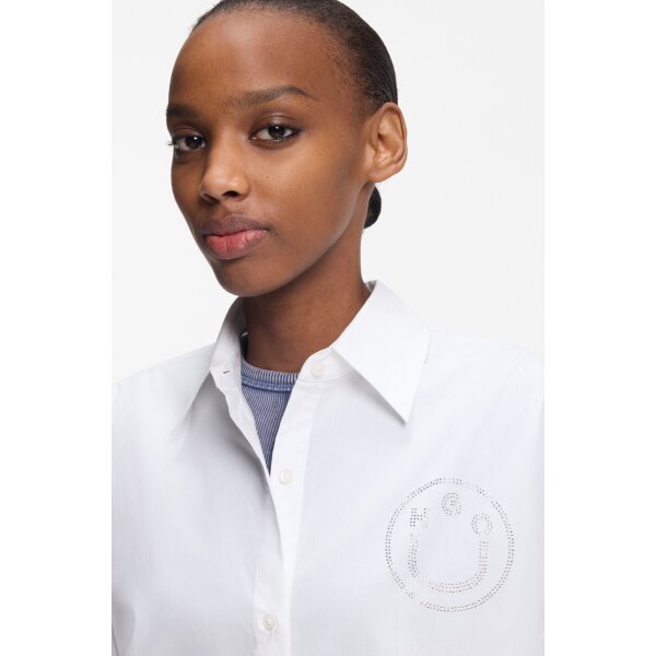 Γυναικείο Πουκάμισο Oversized-fit blouse with rhinestone Happy  HUGO BLUE 50555625-990 - Image 4