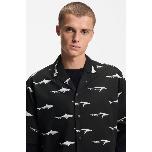 ΑΝΔΡΙΚΟ ΠΟΥΚΑΜΙΣΟ ΜΑΥΡΟ  HUGO BLUE 50555413-001 - Image 4