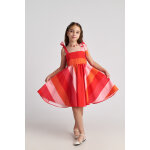 T7068 Scarlet Striped Backless Circle Dress For Kids Two in a Castle