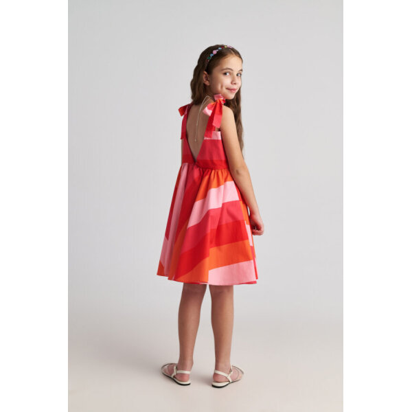 T7068 Scarlet Striped Backless Circle Dress For Kids Two in a Castle - Image 2