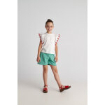 T7178 Forest Sky Set With Cherries Sleeve Top & Vichy Shorts Two in a Castle