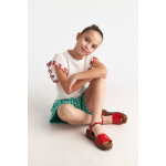 T7178 Forest Sky Set With Cherries Sleeve Top & Vichy Shorts Two in a Castle - Image 3